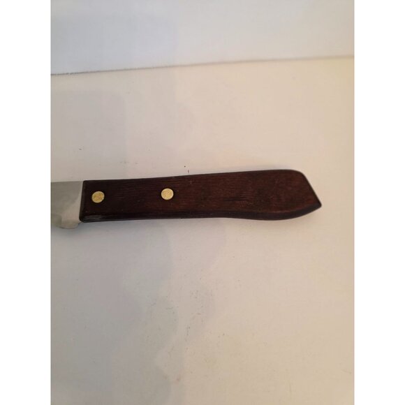 Vintage Utica Super Edge Butcher Knife  Stainless Steel Blade Wood Handle - Picture 2 of 5